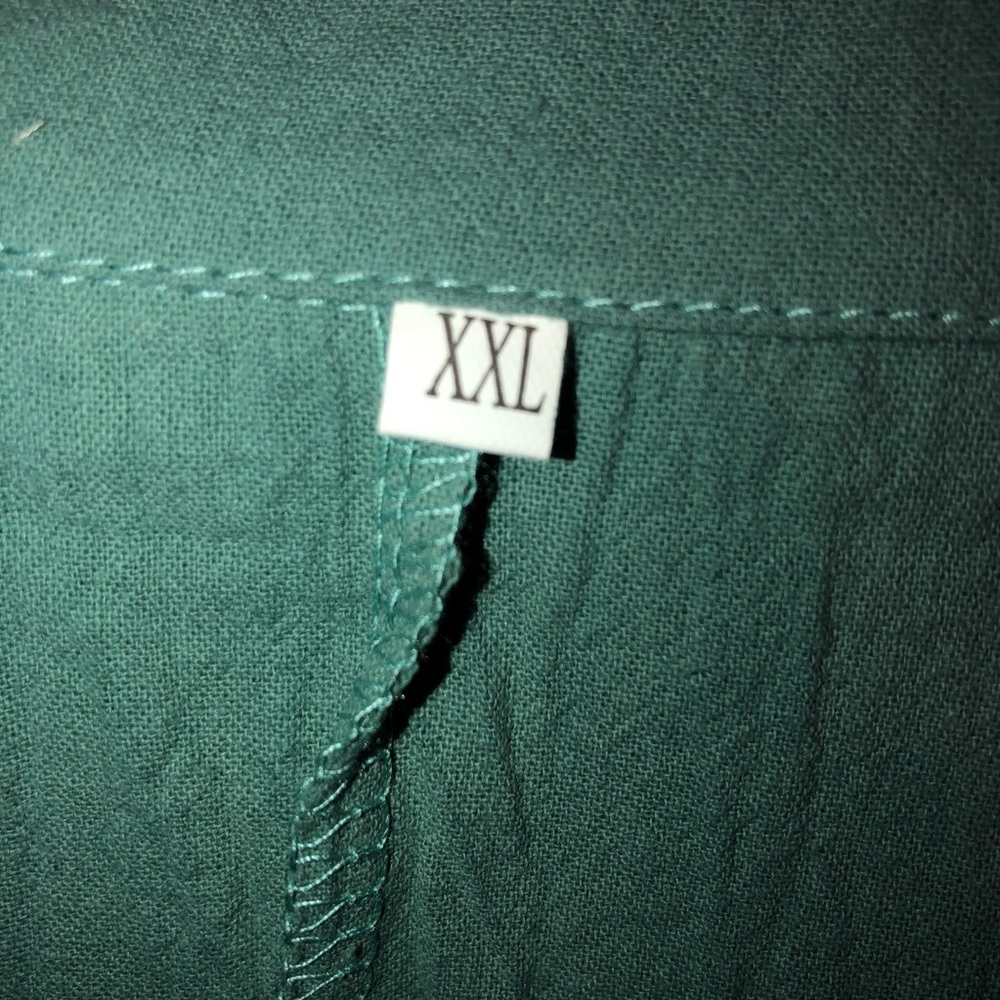 Spring Solid Long Sleeve V Neck Blouse Green Xxl - image 6